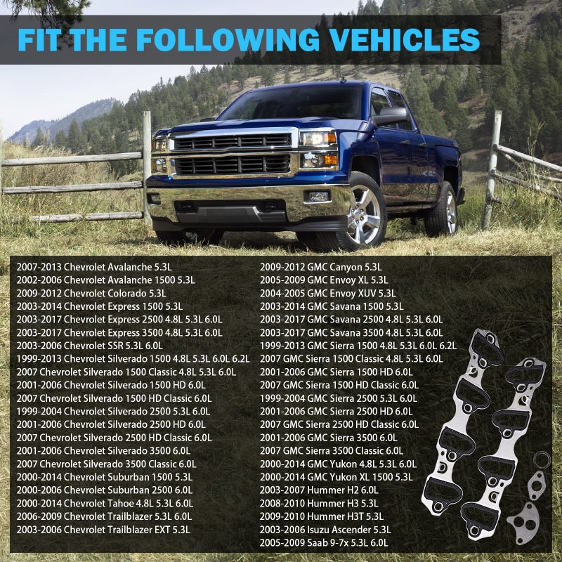MNJWS Intake Manifold Gasket Set - Compatible with 4.8L 5.3L 6.0L Chevy Silverado, Suburban, Tahoe, GMC Sierra, Yukon, Savana, Cadillac Escalade - Replace 89060413 MS98016T - Image 2